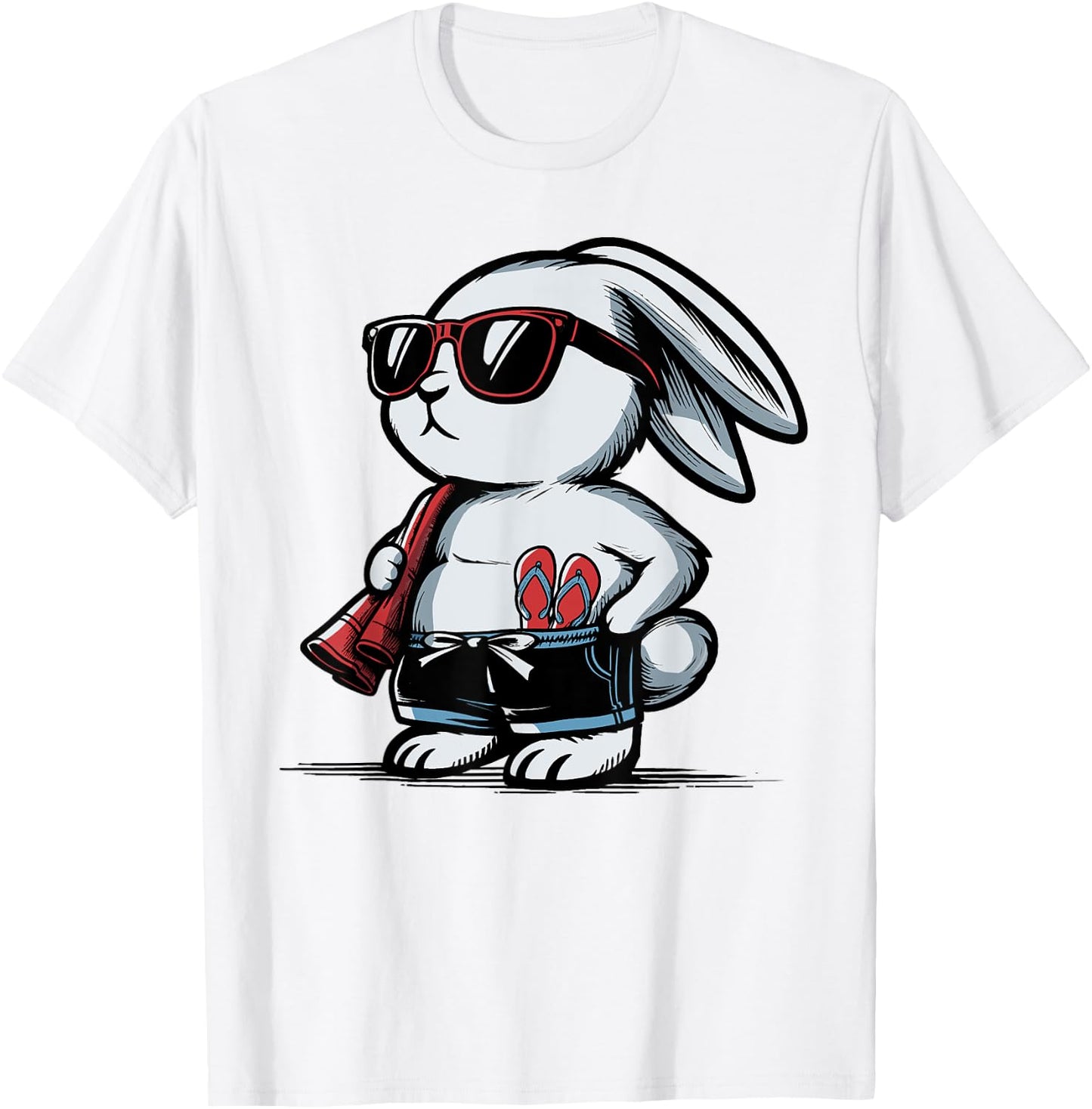 Beach Rabbit Bunny Beach-Goer Summer Men Women Girls Kids T-Shirt - T-Shirt | White