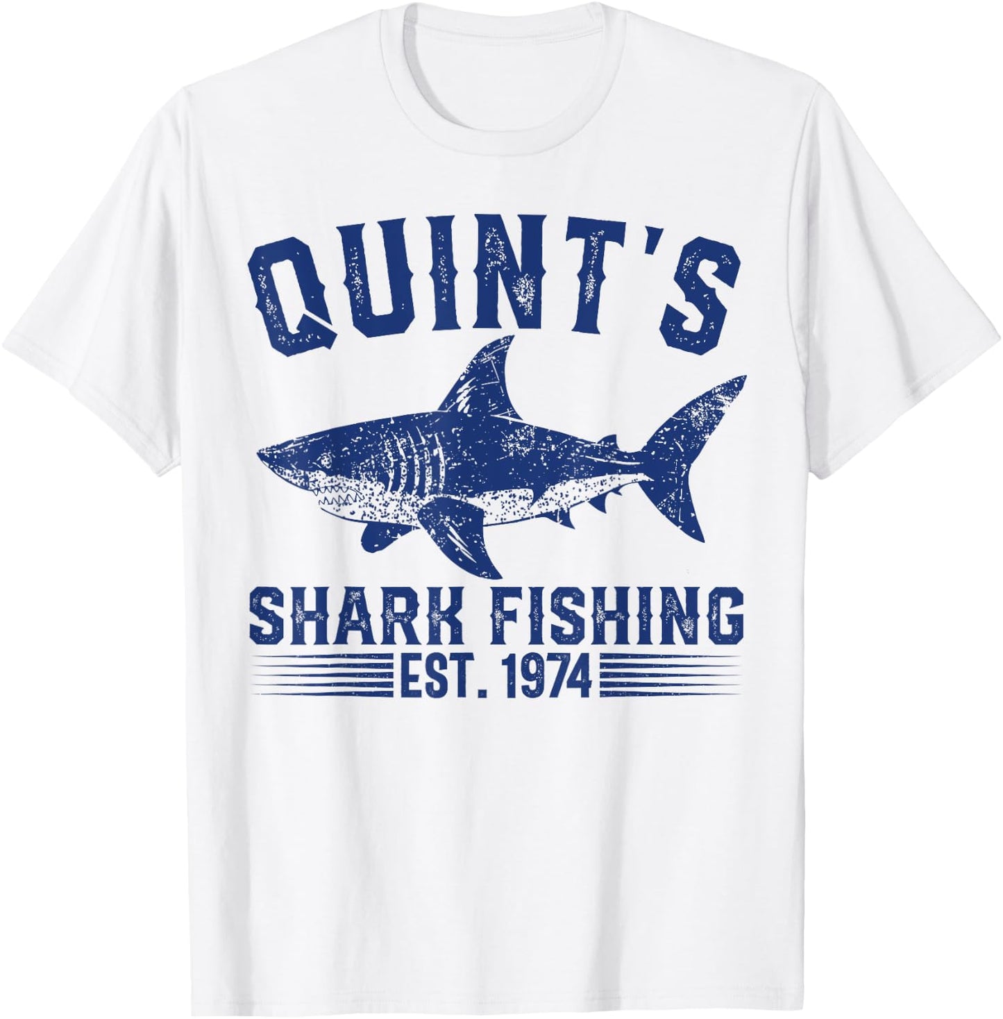 Vintage Quint's Shark Fishing 1974 Retro Fisher Birthday T-Shirt - T-Shirt | White