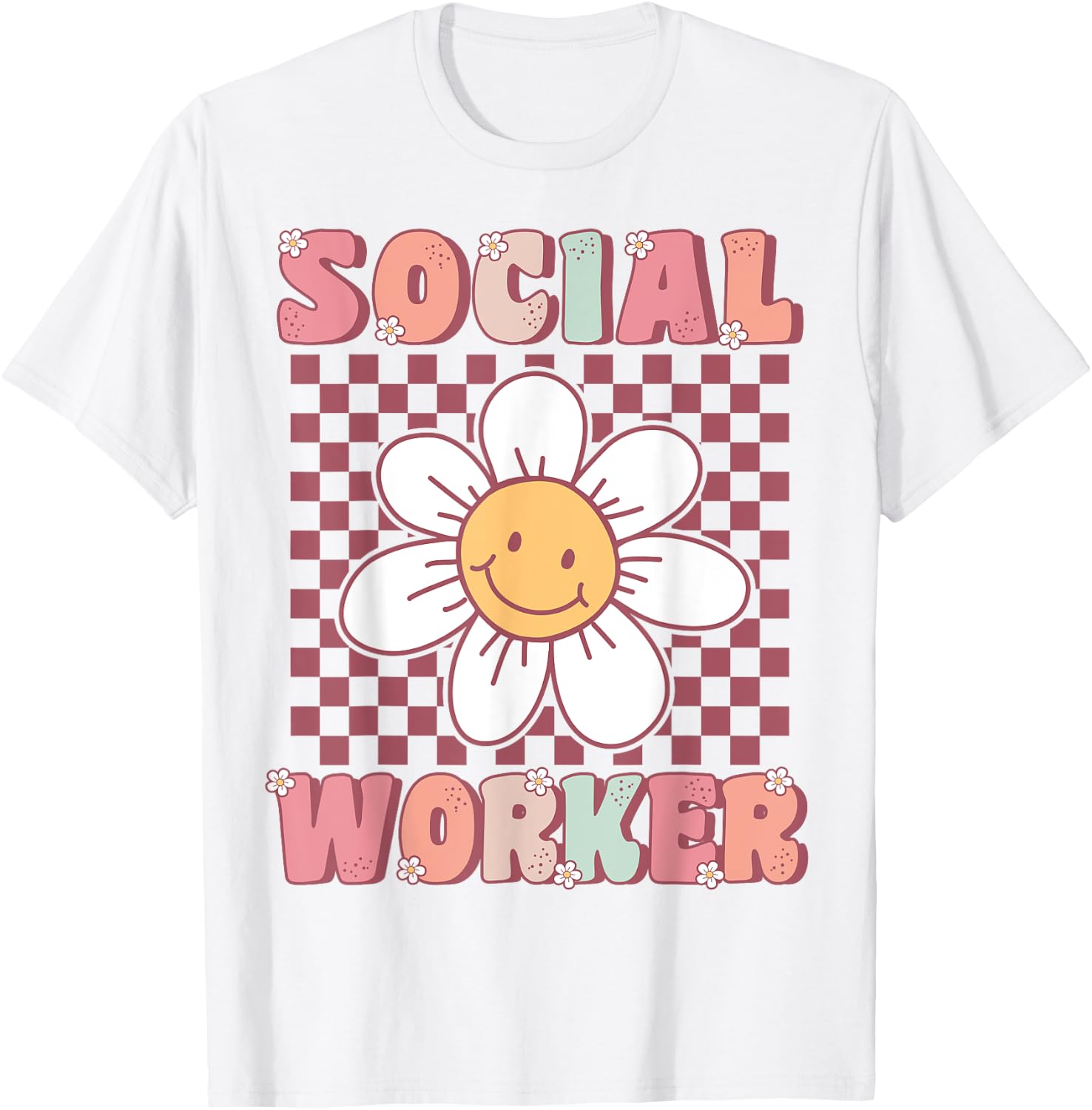Groovy Social Worker Cute Daisy Flower Retro Social Worker T-Shirt - T-Shirt | White
