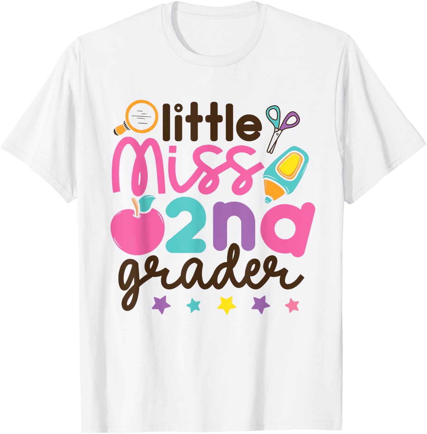 Little Miss 2nd Grade First Day of Second Grade Cute Girls T-Shirt - T-Shirt | White