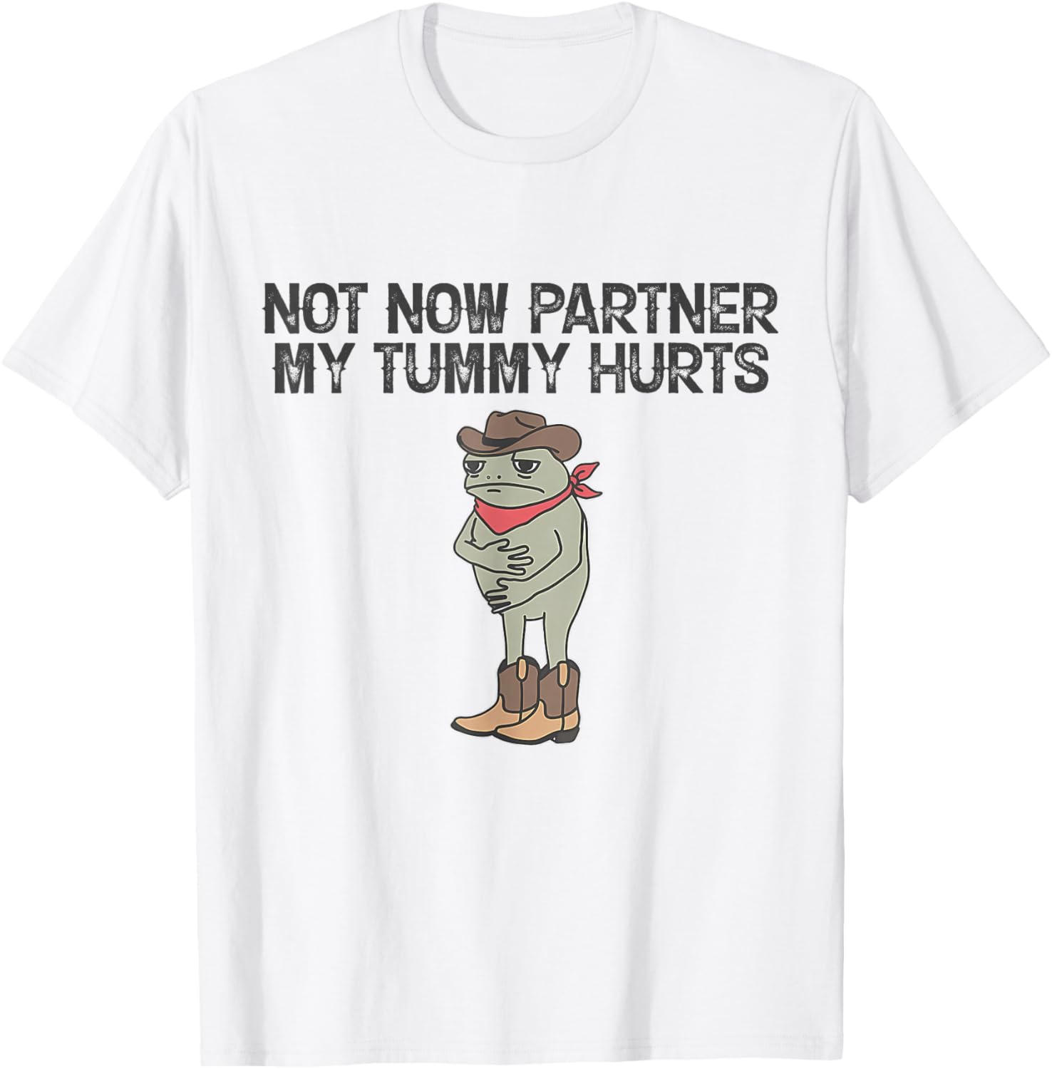 Not Now Partner My Tummy Hurts Funny Quote T-Shirt - T-Shirt | White