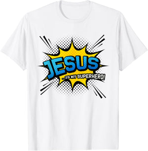 Jesus is My Superhero - Funny Cool Comic Book T-Shirt - T-Shirt | White
