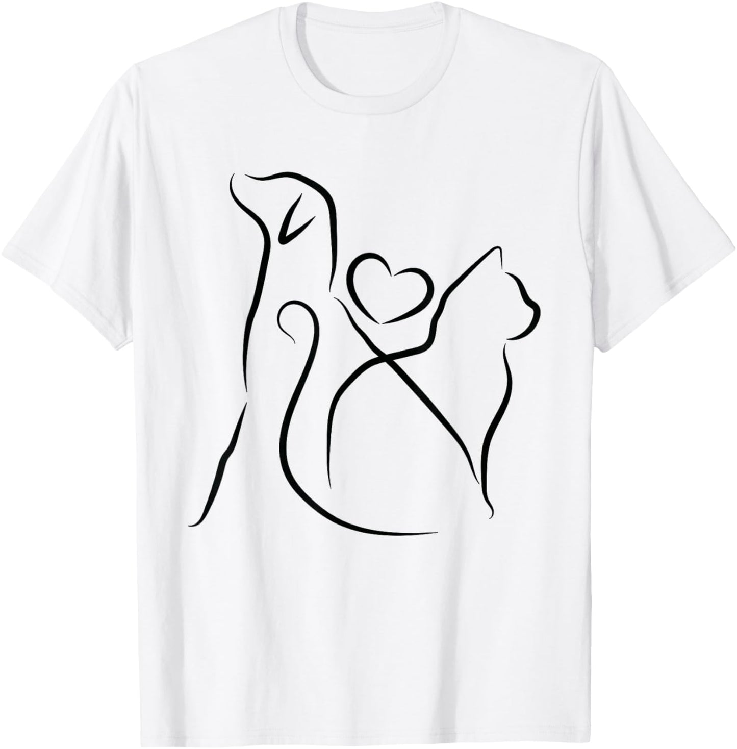 Dog Puppy and Baby Cat Heart - Animal Dog & Cat Heart T-Shirt - T-Shirt | White