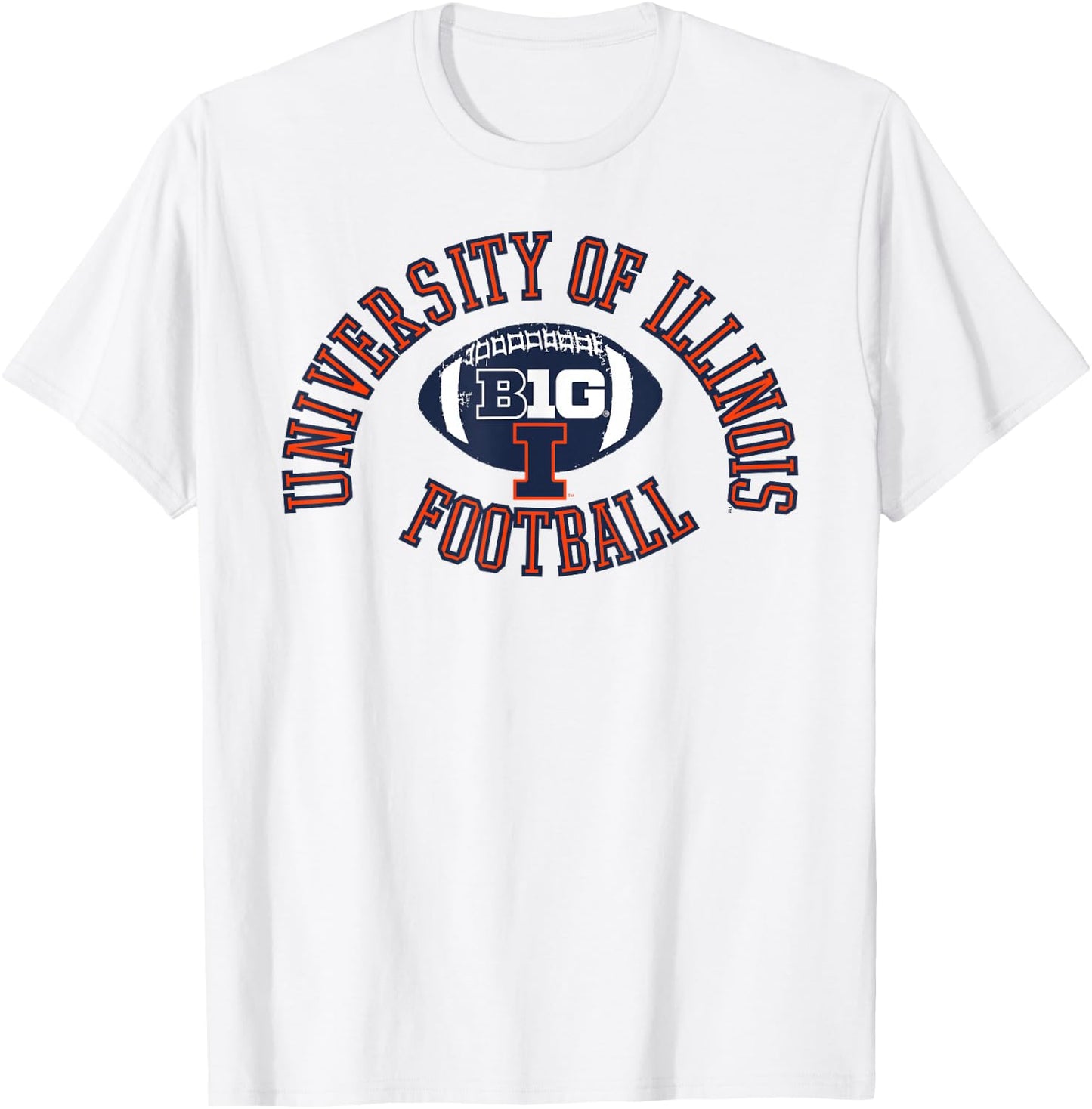 Elite Authentics -Adults & Kids Grey Illinois Fighting Illini Big 10 Football T-Shirt - T-Shirt | White