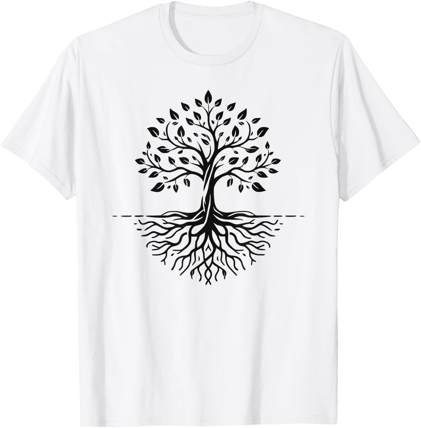Minimalist Tree with Roots T-Shirt - T-Shirt | White