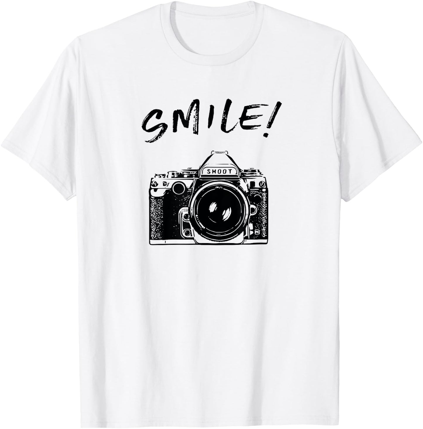 Cool SMILE Camera t shirt women kid photographers T-Shirt - T-Shirt | White