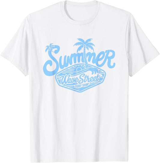 Wave Street Summer Surf Shop Graphic Women Kids T-Shirt - T-Shirt | White