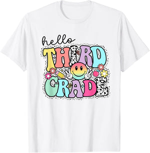 Hello Third Grade Team 3rd Grade Girl Teacher Back To School T-Shirt - T-Shirt | White