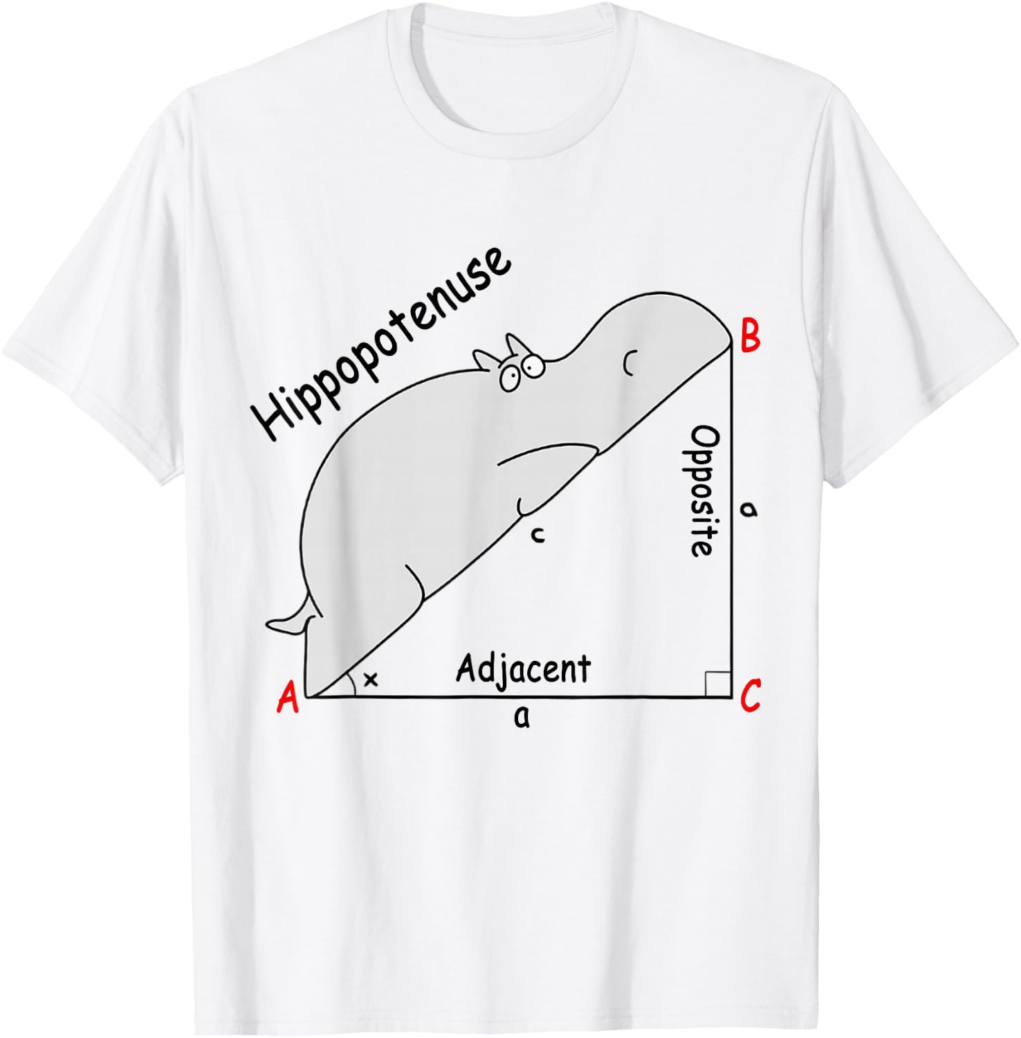 Hippopotenuse Hippopotamus Funny Math Geometry T-Shirt - T-Shirt | White