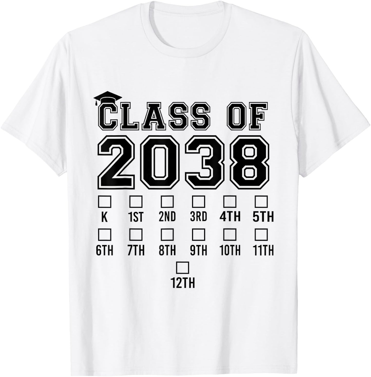 Class Of 2038 Grow With Me Graduation First Day of School T-Shirt - T-Shirt | White
