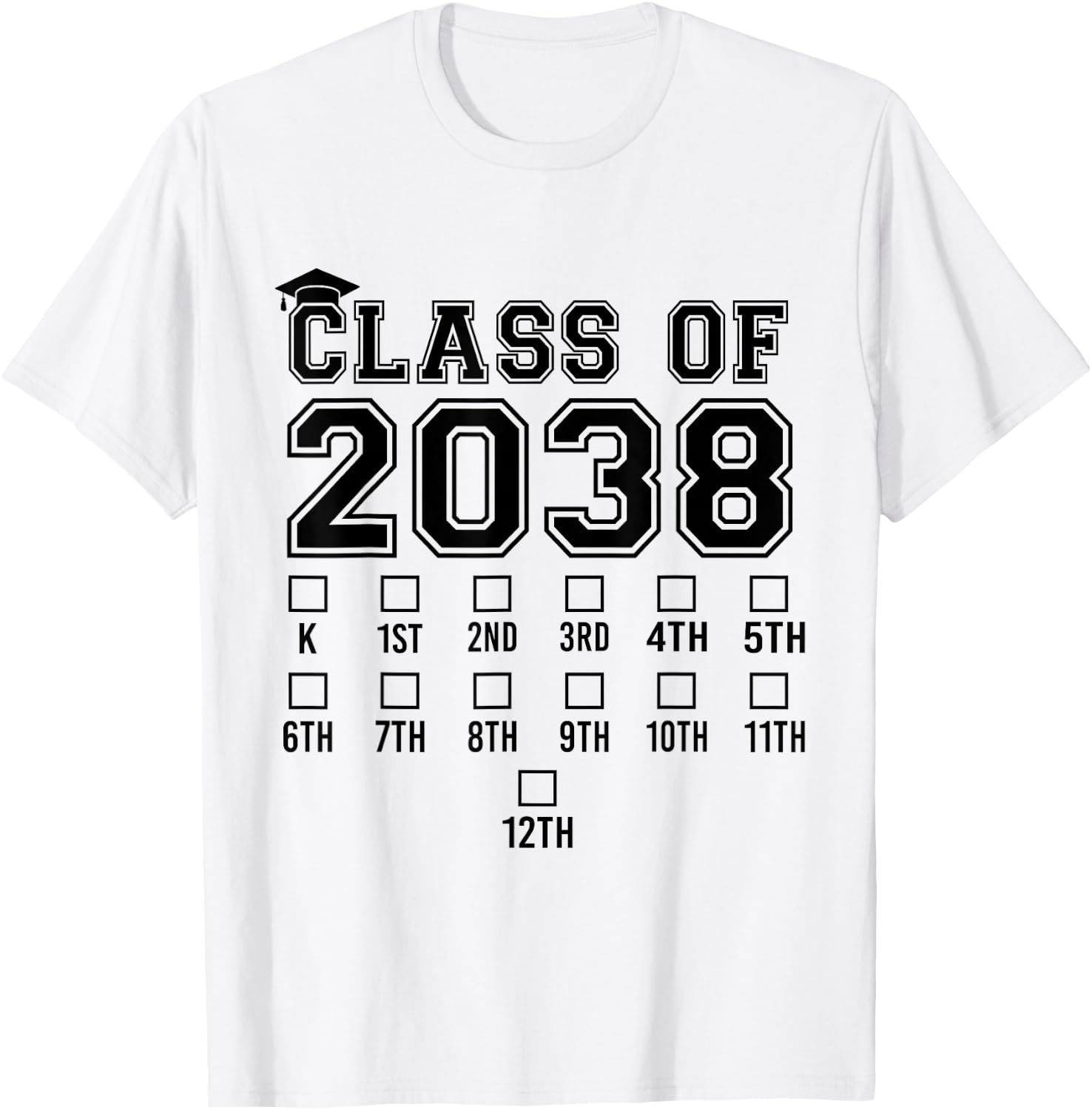 Class Of 2038 Grow With Me Graduation First Day of School T-Shirt - T-Shirt | White