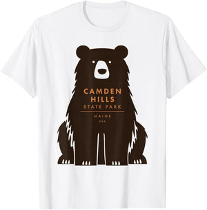 Camden Hills State Park Maine Retro Vintage Bear T-Shirt - T-Shirt | White