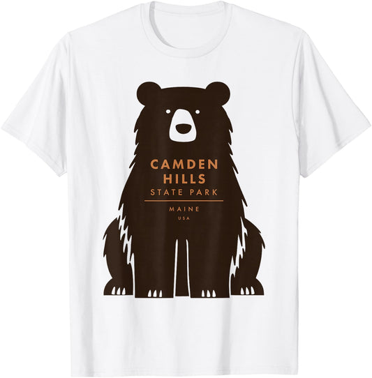 Camden Hills State Park Maine Retro Vintage Bear T-Shirt - T-Shirt | White