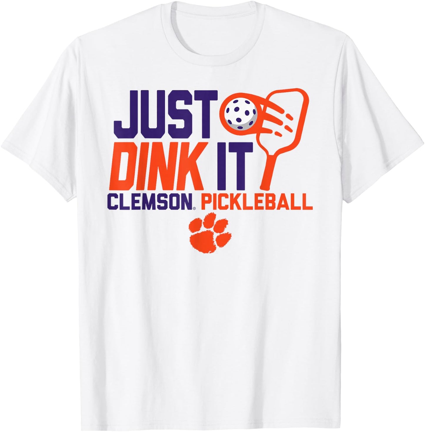 Clemson Tigers Pickleball Dink Gray Officially Licensed T-Shirt - T-Shirt | White