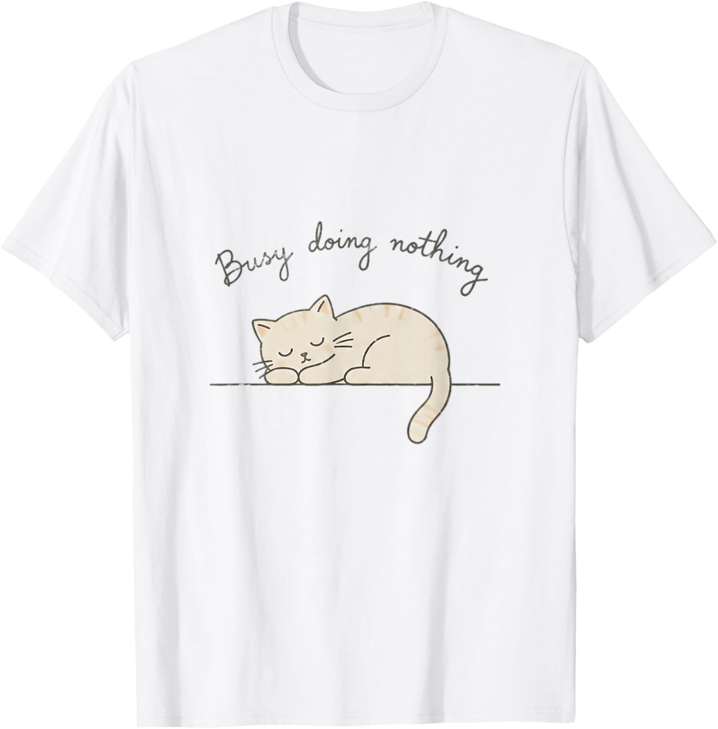 Busy Doing Nothing Sleeping Cat Funny Cute T-Shirt - T-Shirt | White