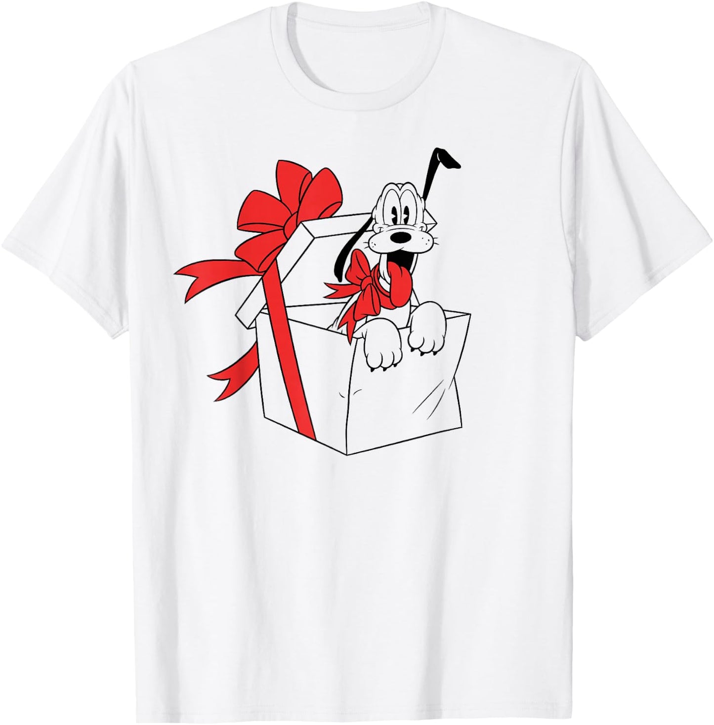 Disney Pluto Christmas Outline T-Shirt - T-Shirt | White