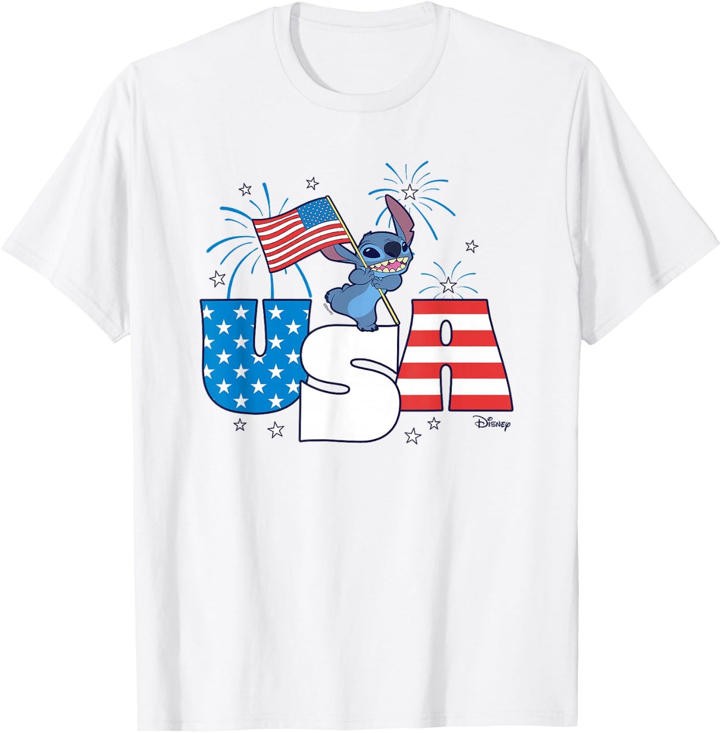 Disney Lilo & Stitch Fireworks 4th of July T-Shirt - T-Shirt | White