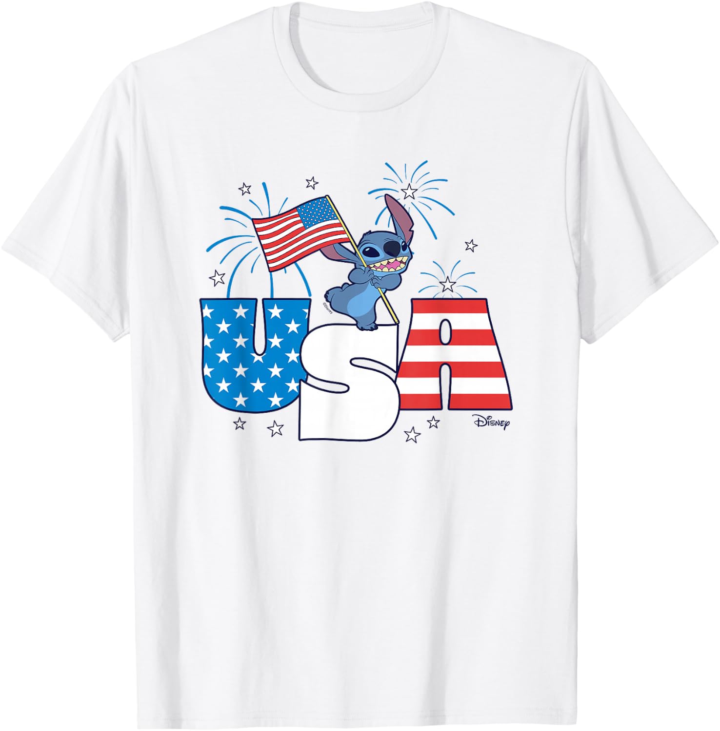Disney Lilo & Stitch Fireworks 4th of July T-Shirt - T-Shirt | White