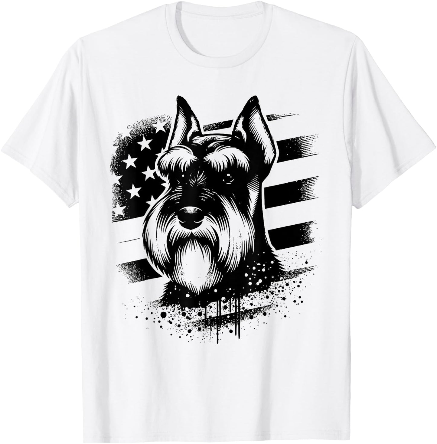 Standard Schnauzer 4th Of July Patriotic Dog American Flag Women Kids Men T-Shirt - T-Shirt | White