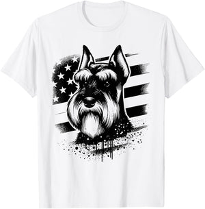 Standard Schnauzer 4th Of July Patriotic Dog American Flag Women Kids Men T-Shirt - T-Shirt | White