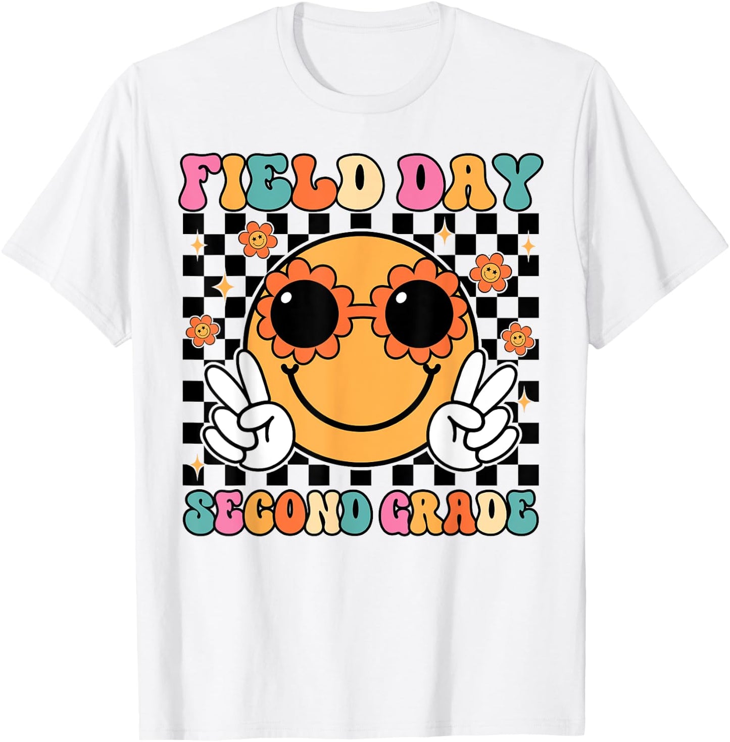 Field Day Second 2nd Grade Teacher Kids Trip School Groovy T-Shirt - T-Shirt | White