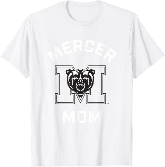 Mercer University Bears Arched Mom T-Shirt - T-Shirt | White