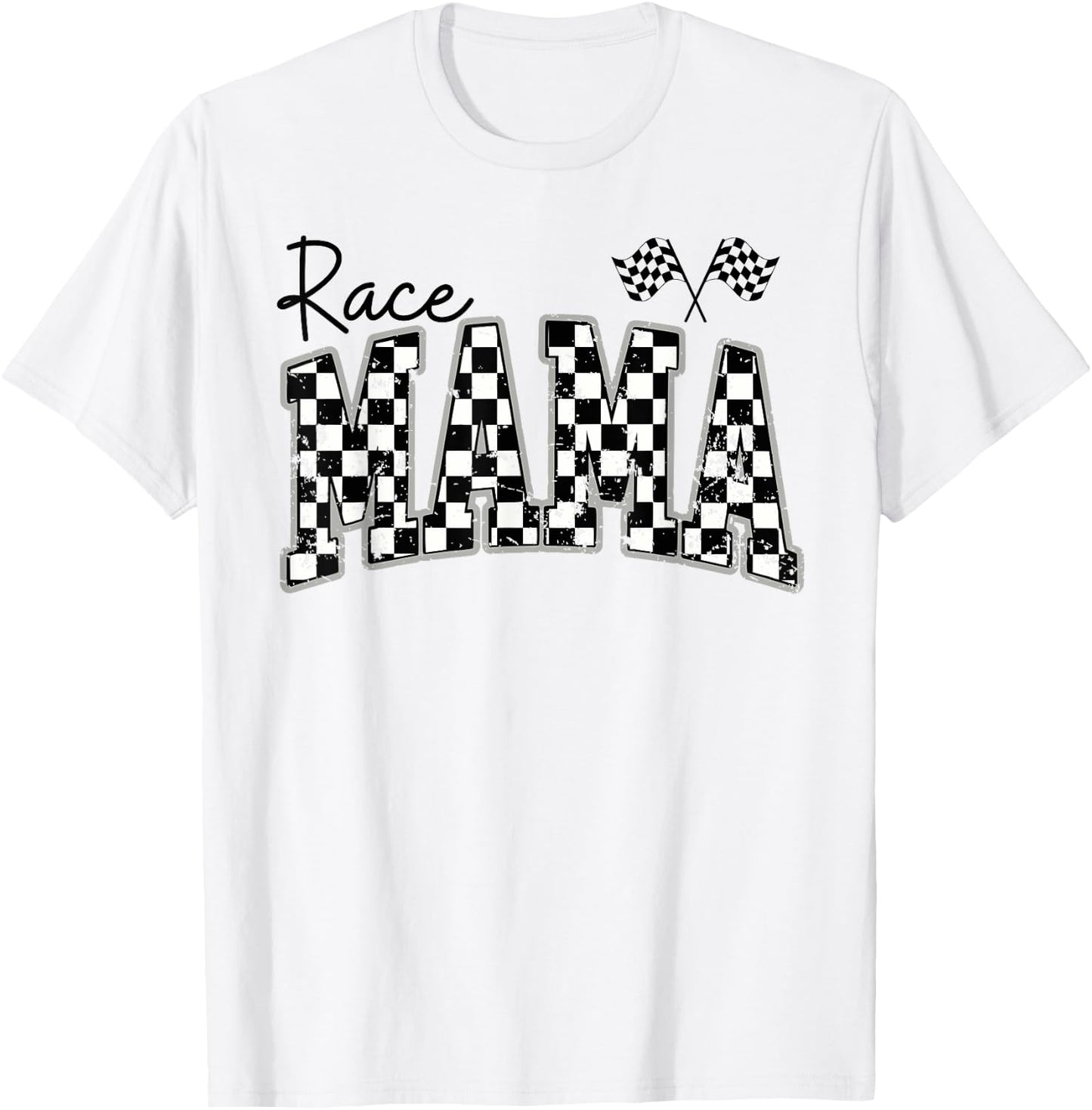Race Mama Checkered Flag Racing Mom T-Shirt - T-Shirt | White