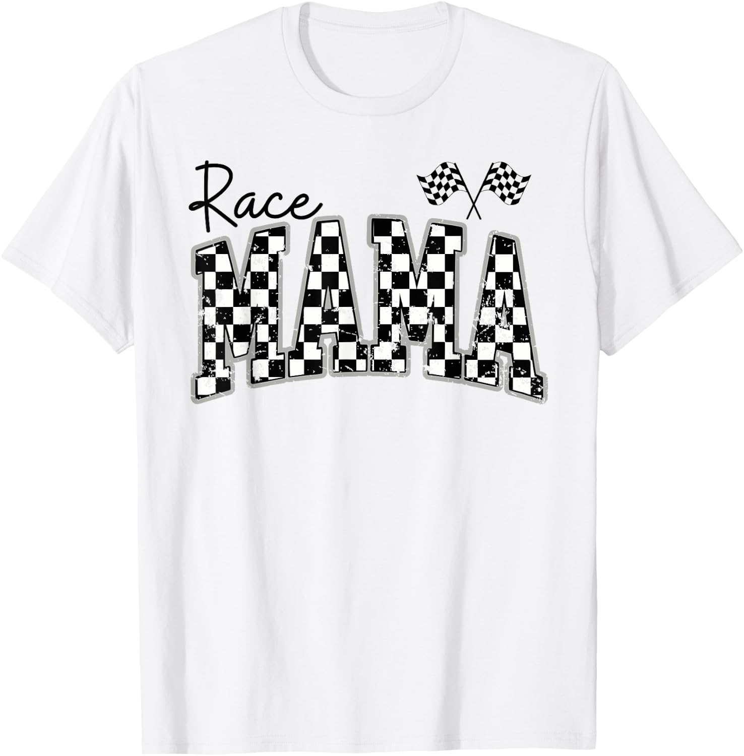 Race Mama Checkered Flag Racing Mom T-Shirt - T-Shirt | White