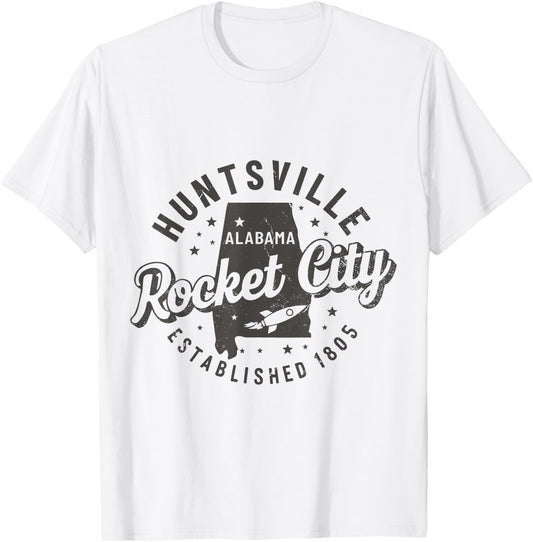 Huntsville Alabama Rocket City 1805 Vintage Travel Souvenir T-Shirt - T-Shirt | White