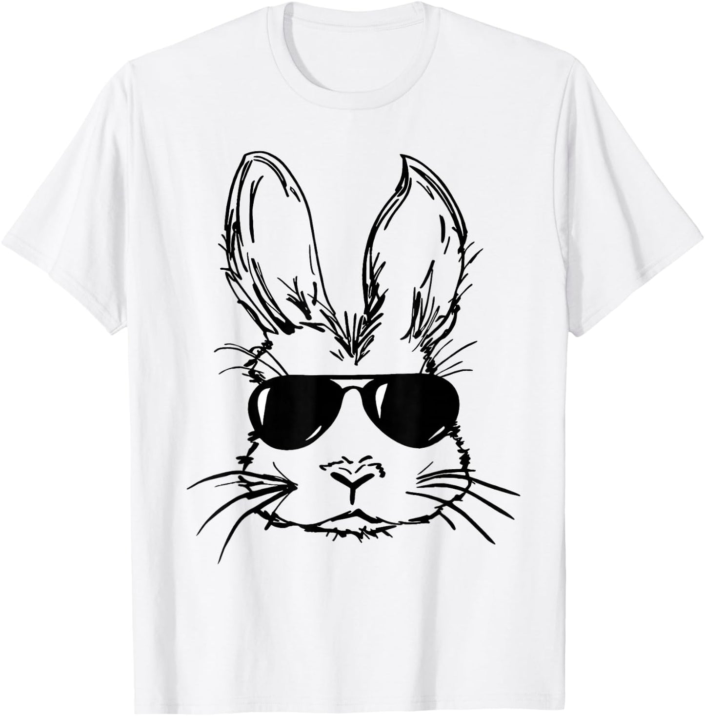 Funny Bunny Face With Sunglasses Easter Day Boy Men Kids T-Shirt - T-Shirt | White