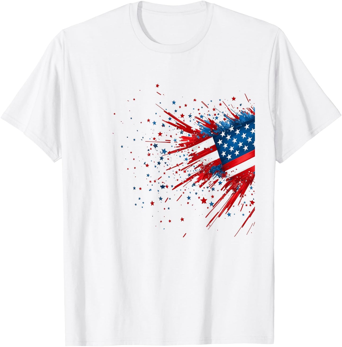 Abstract American Flag Patriotic Art T-Shirt - T-Shirt | White