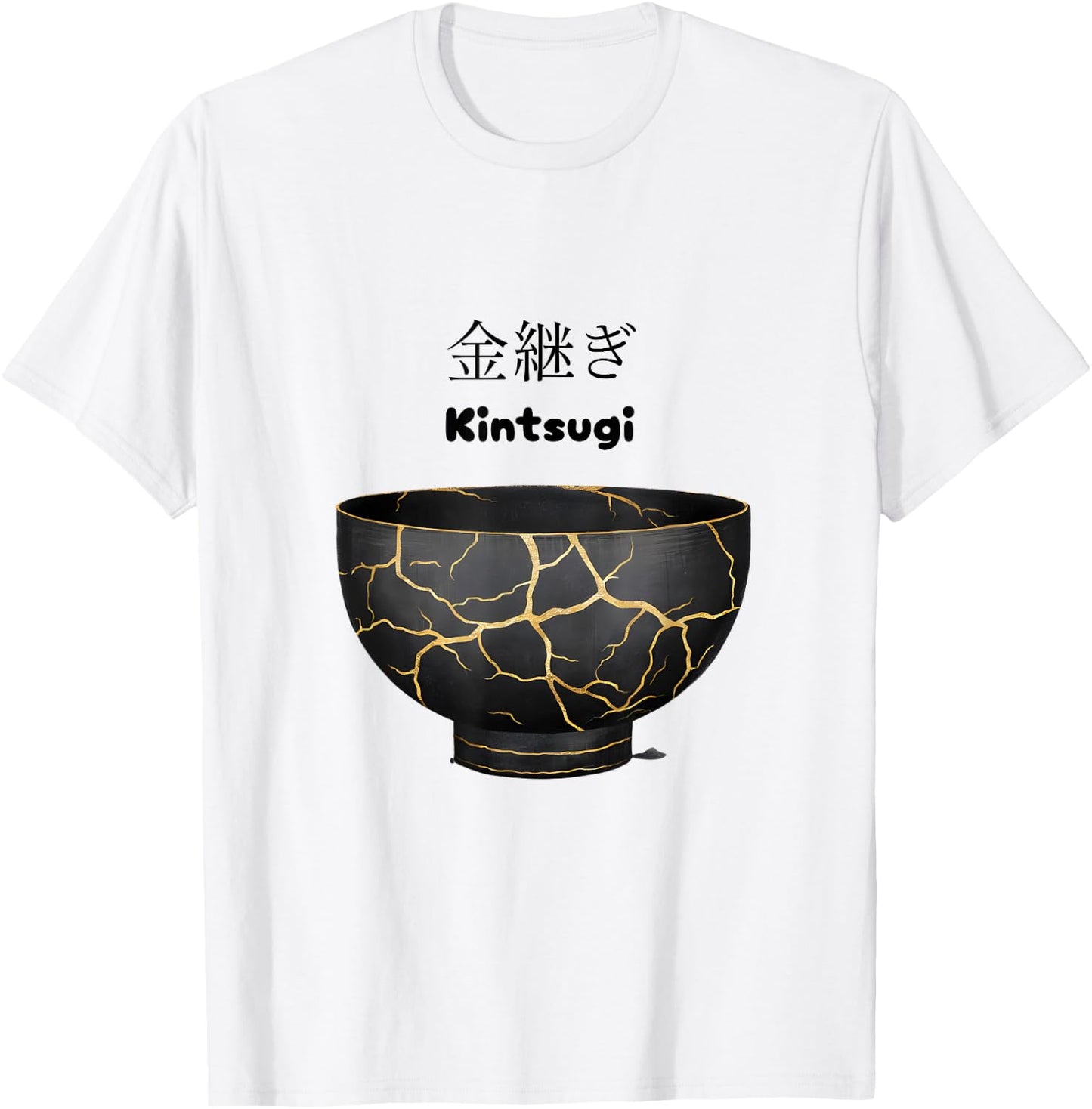 Japanese Kintsugi Bowl - Handcrafted Ceramic Art T-Shirt - T-Shirt | White