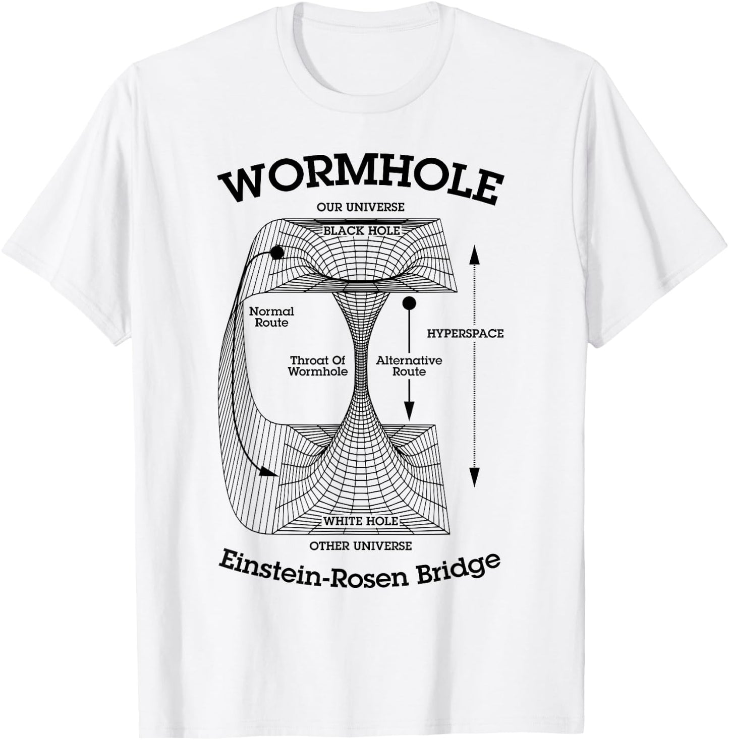Wormhole Einstein-Rosen Bridge Black Hole Hyperspace Physics T-Shirt - T-Shirt | White