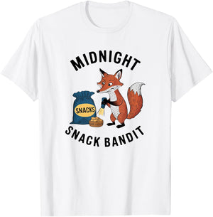 Midnight Snacks Bandit Funny Food Lover Snack Time Product T-Shirt - T-Shirt | White