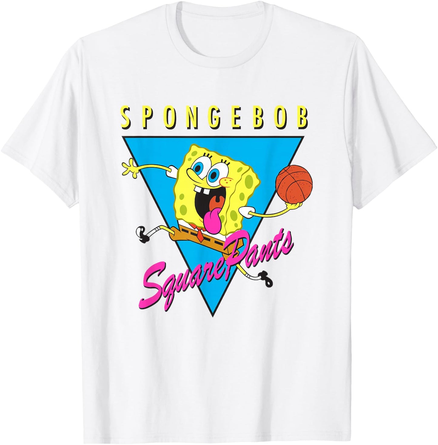 SpongeBob SquarePants Playing Basketball Retro Shot T-Shirt - T-Shirt | White