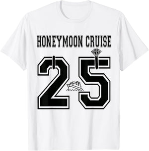 2025 Just Married Honeymoon Cruise Newlyweds Wife Husband T-Shirt - T-Shirt | White