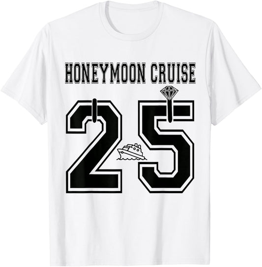 2025 Just Married Honeymoon Cruise Newlyweds Wife Husband T-Shirt - T-Shirt | White