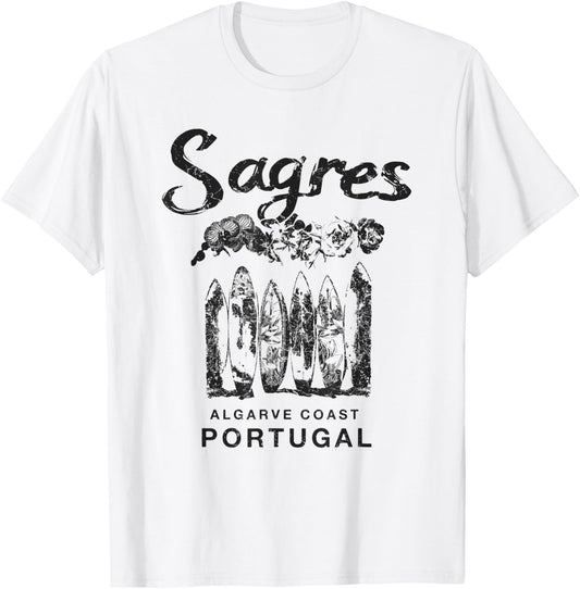 Sagres Portugal Surfing Retro Vintage T-Shirt - T-Shirt | White