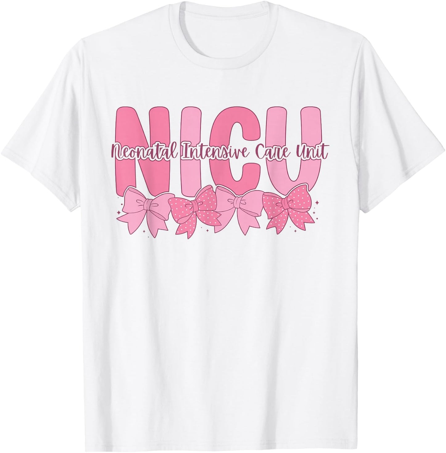 Coquette NICU Nurse Pink Bow Neonatal Intensive Care Unit T-Shirt - T-Shirt | White