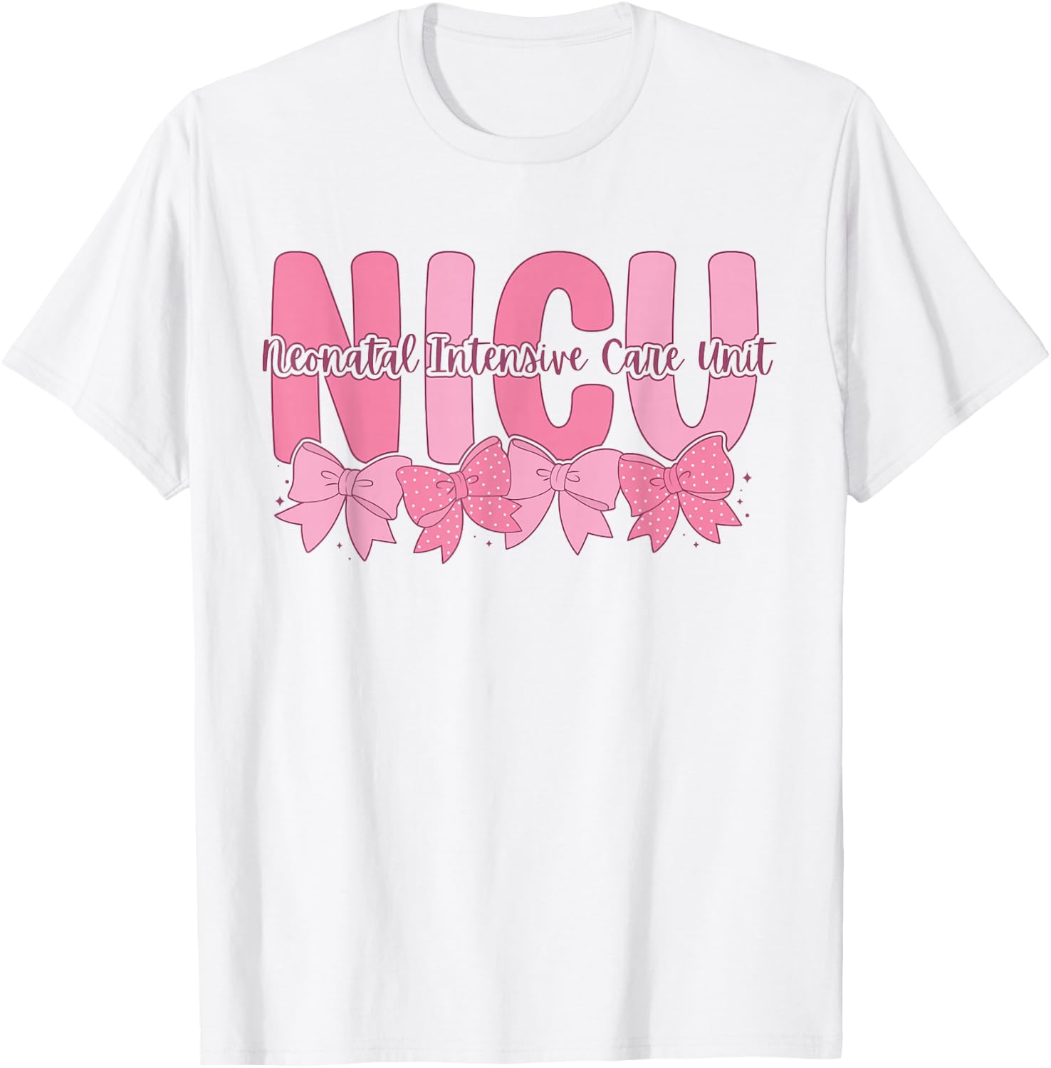 Coquette NICU Nurse Pink Bow Neonatal Intensive Care Unit T-Shirt - T-Shirt | White
