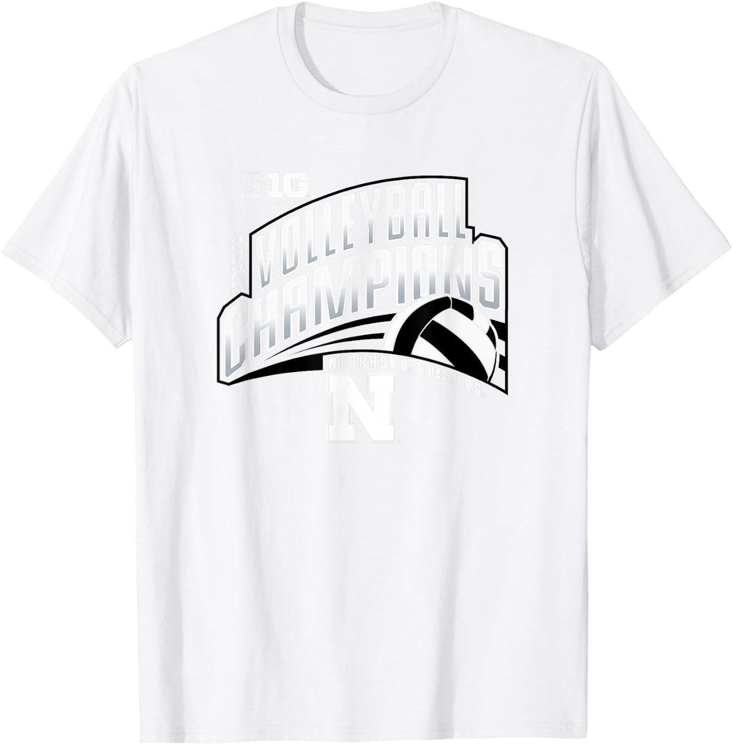 Nebraska Cornhuskers Big Ten Champs 2025 Volleyball T-Shirt - T-Shirt | White