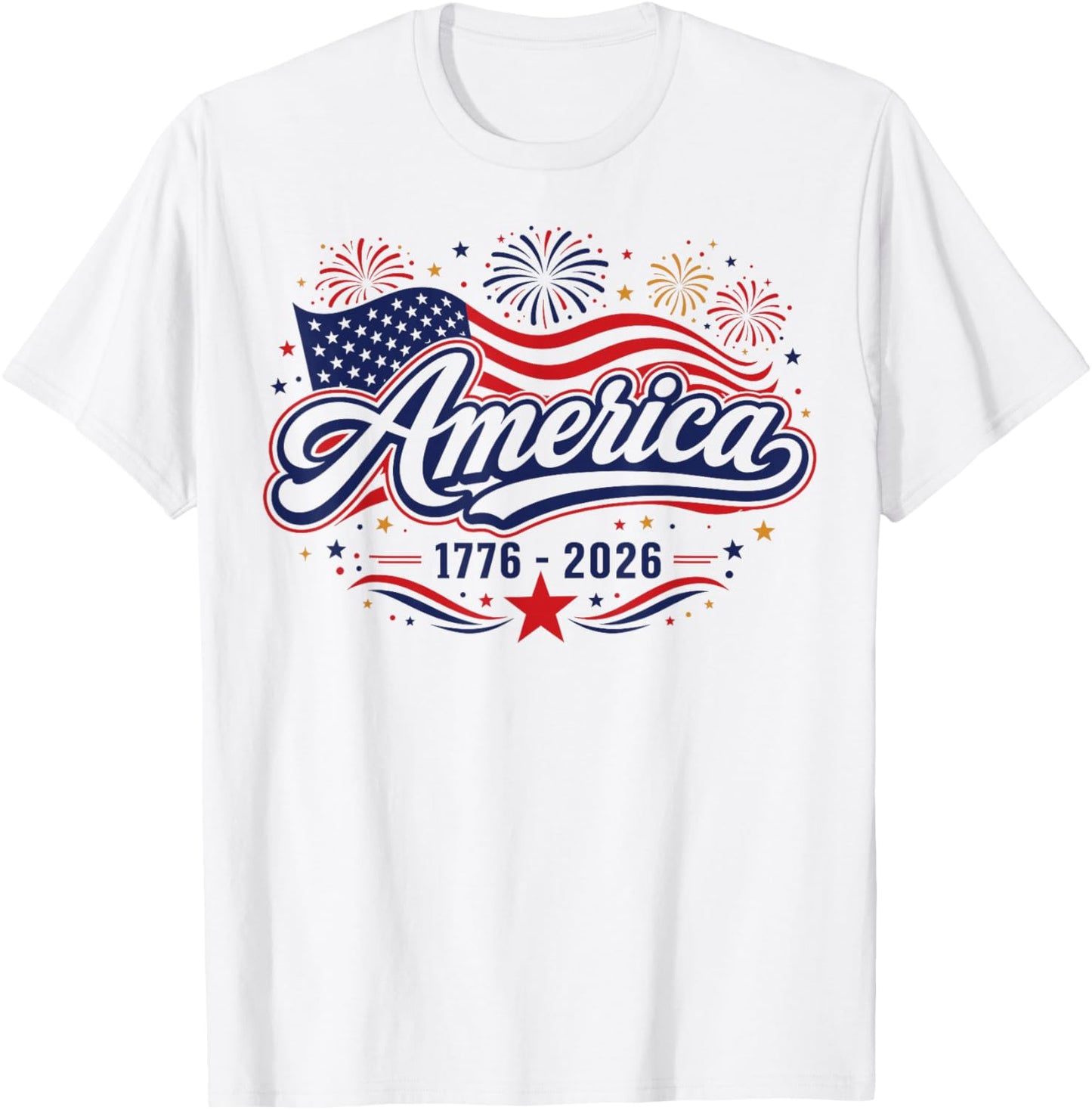 Patriotic USA Flag 1776 2026 America Anniversary 4th July T-Shirt - T-Shirt | White