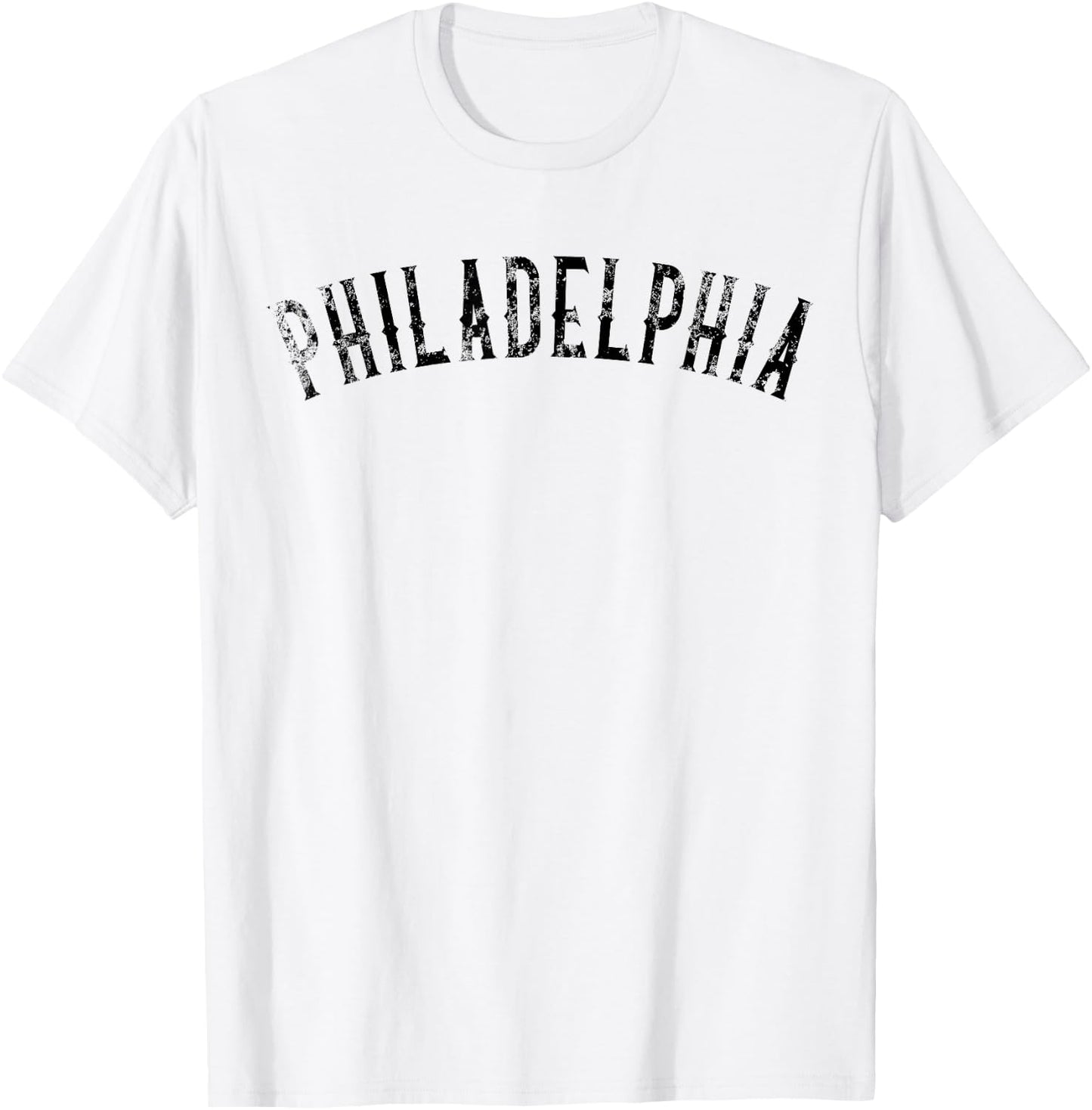 Vintage Philadelphia Distressed Philly Black Text Apparel T-Shirt - T-Shirt | White