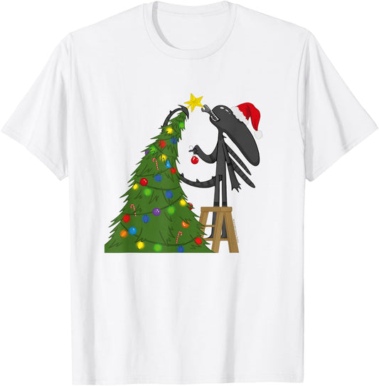 Aliens Cute Animated Xen Ready For Christmas Big Chest Logo T-Shirt - T-Shirt | White
