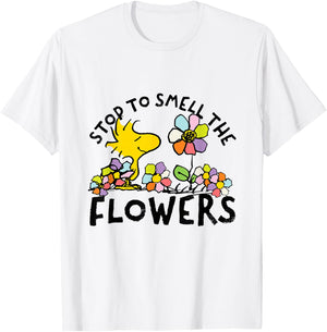 Peanuts - Woodstock Stops Smelling Flowers T-Shirt - T-Shirt | White