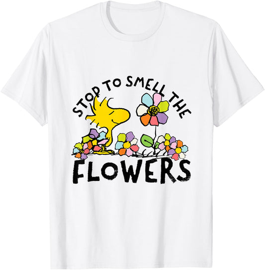 Peanuts - Woodstock Stops Smelling Flowers T-Shirt - T-Shirt | White