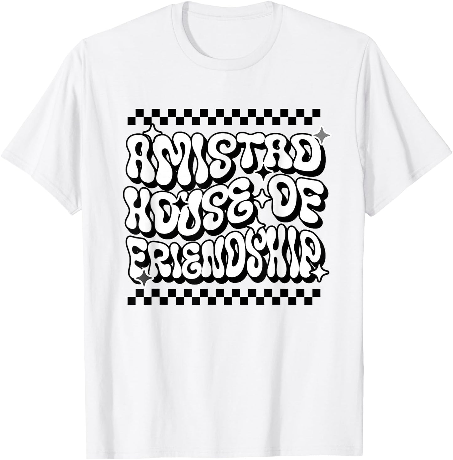 AMISTAD House Of Friendship Red Retro Groovy Social AMISTAD T-Shirt - T-Shirt | White