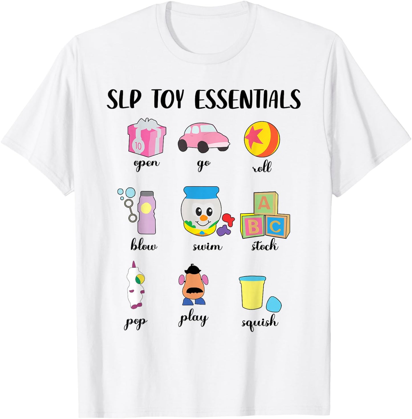 SLP Toy Essentials Speech Language Therapy T-Shirt - T-Shirt | White