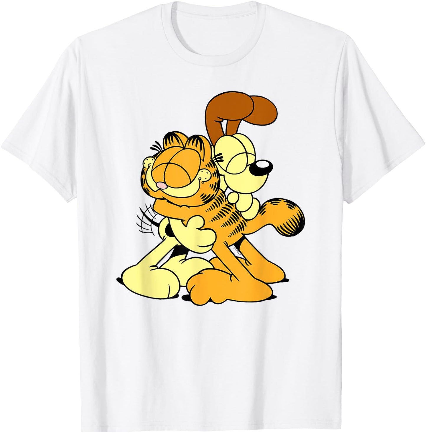 Garfield & Odie Hugging Cute Cartoon Cat and Dog T-Shirt - T-Shirt | White