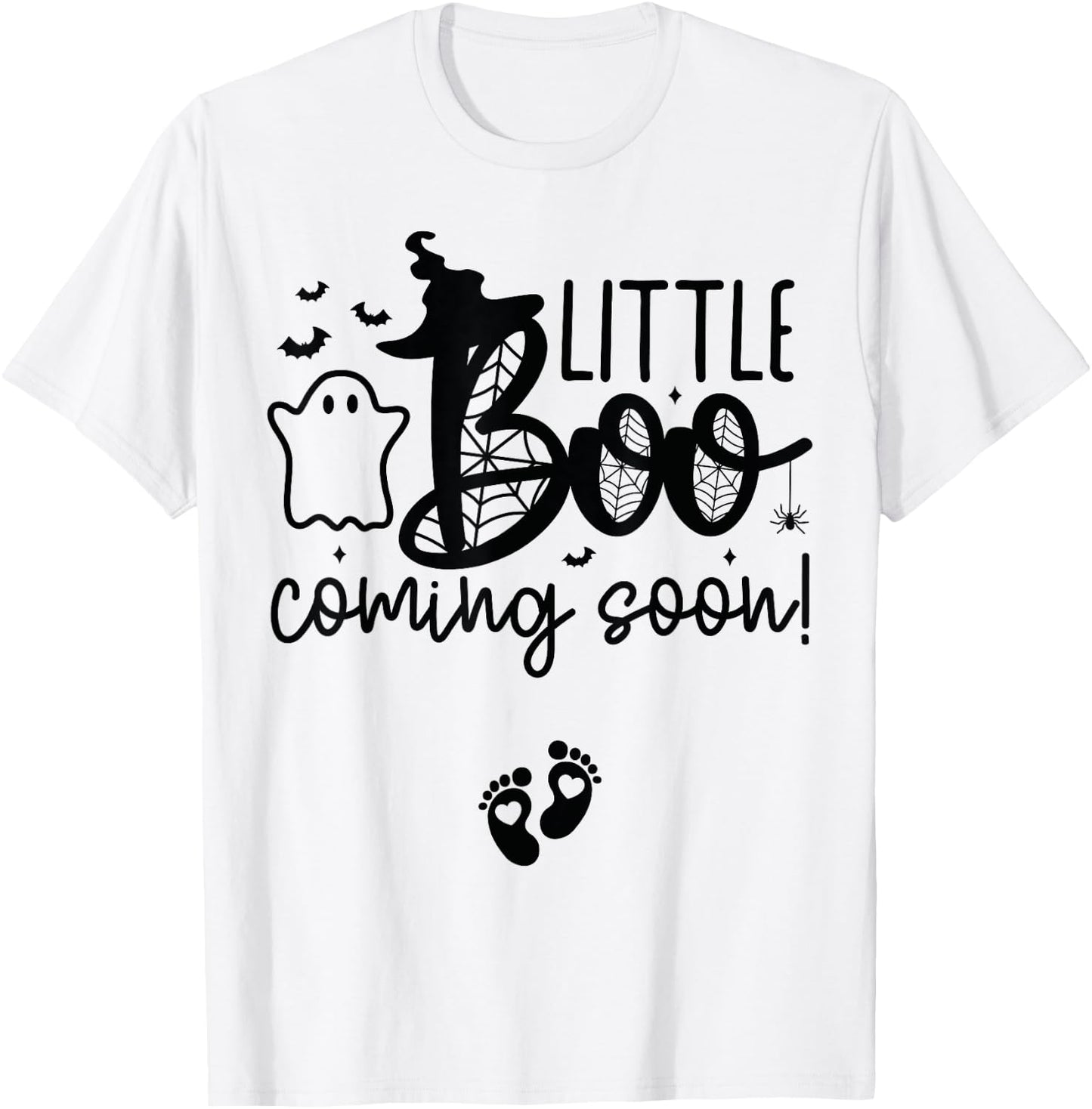 Halloween Pregnancy Announcement Little Boo Coming Soon T-Shirt - T-Shirt | White